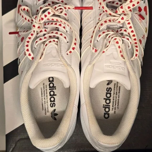Adidas Superstar “Valentine’s Day” 2020 White/Black/Pink Women’s 9.5 - Picture 6 of 8